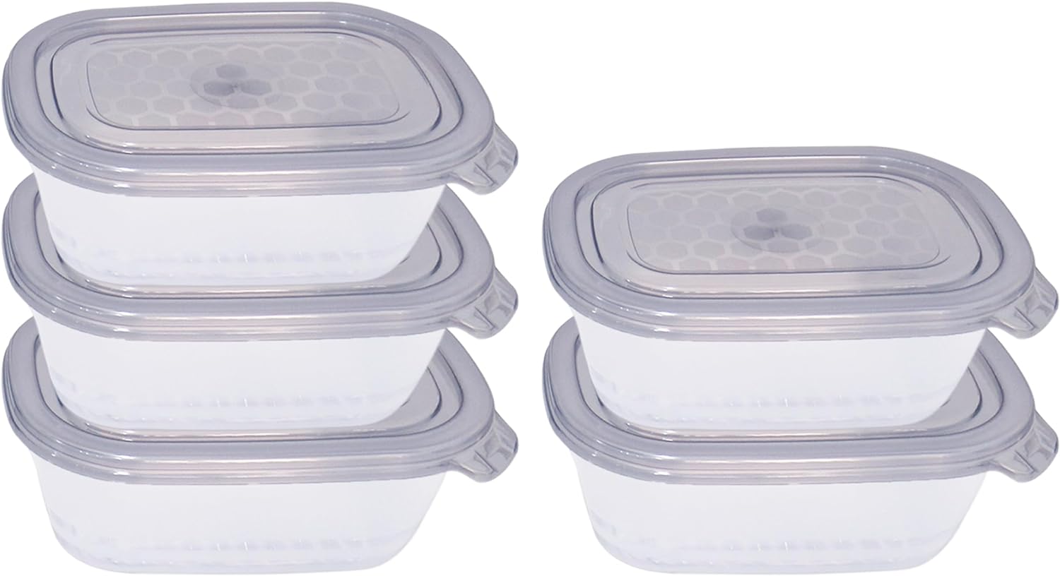 Food Containers Pack of 5 Microwavable, Freezable, Airtight (Grey)
